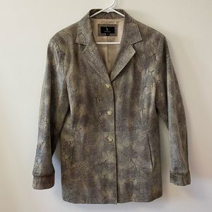 100% LEATHER SNAKESKIN TAN BLAZER